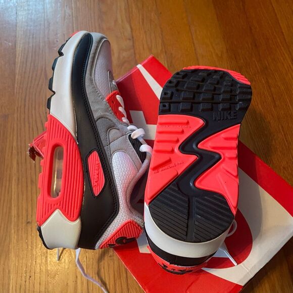 NIKE | air max 90 qs (gs) white/black-cool grey 6.5 youth NEW WITH BOX - Picture 8 of 10